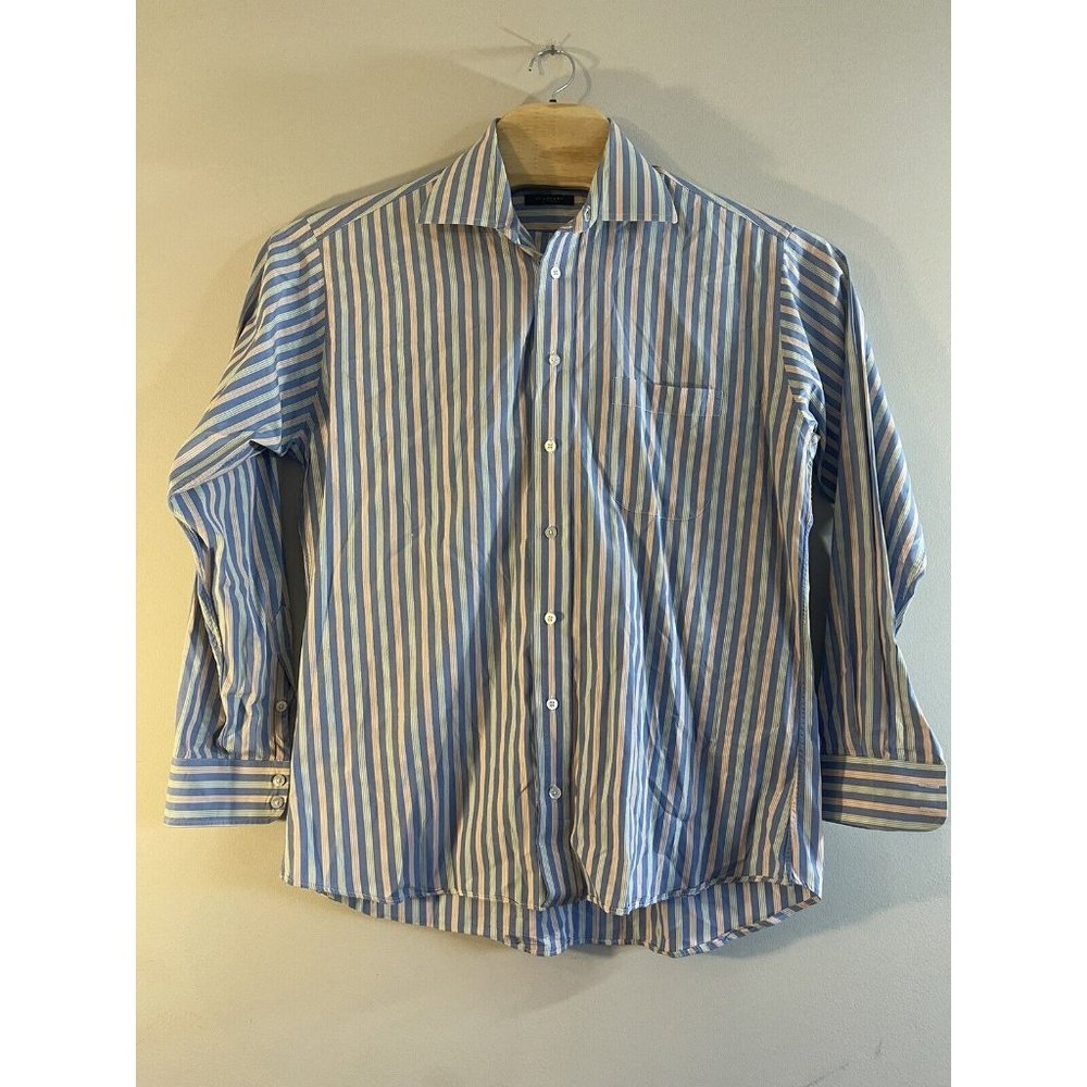 BURBERRY London 100% Cotton Striped Button Down Mens Shirt  16L Read Description